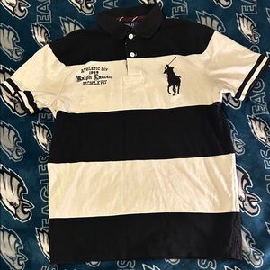 Ralph Lauren Black and White Striped Polo